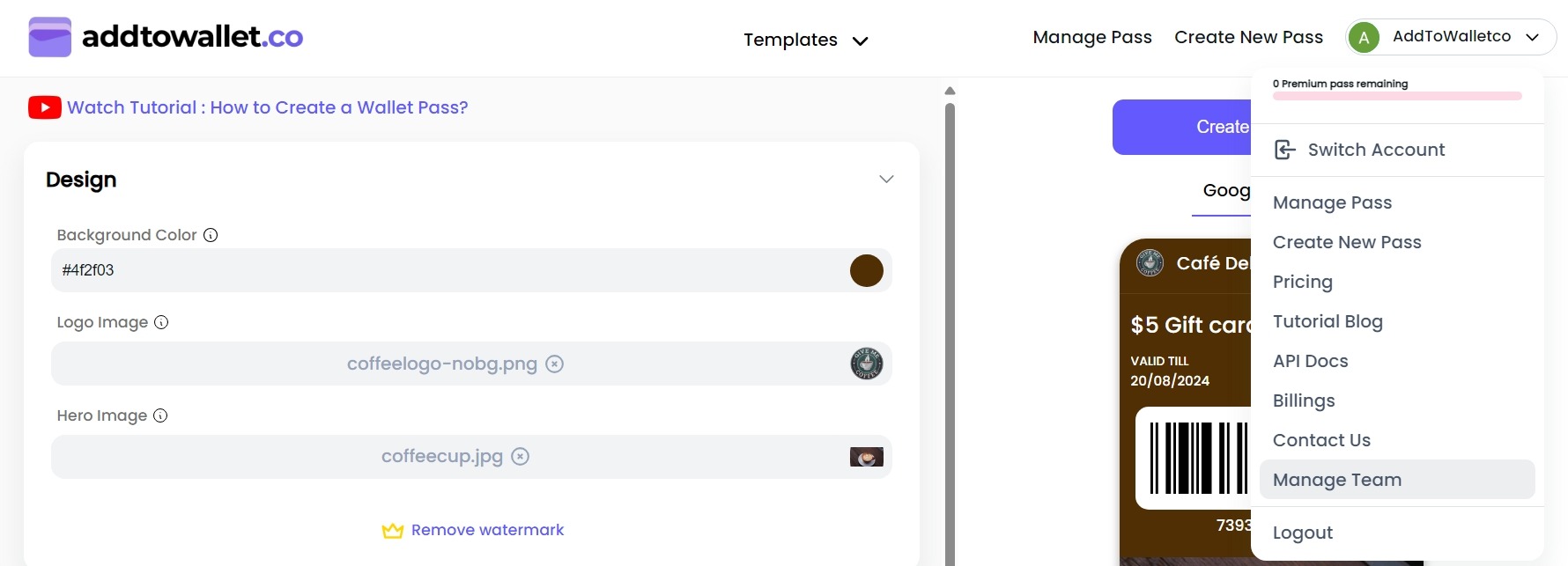 manage team dropdown