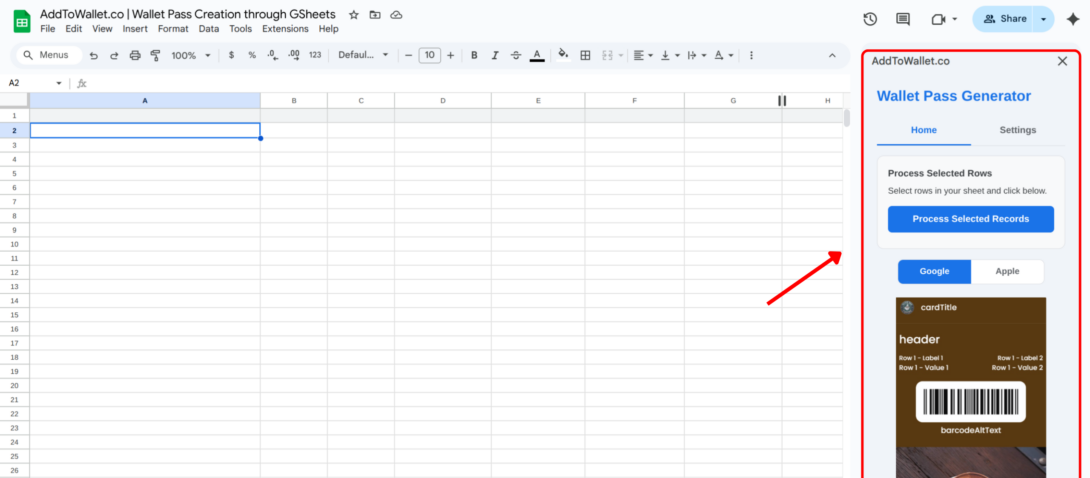 SpreadSheets add on Step 3b