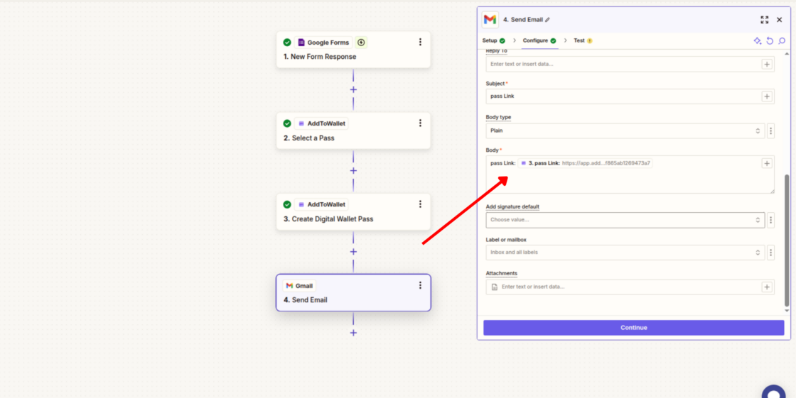 google form to pass link email zapier 5