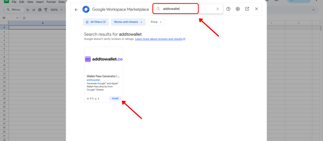 SpreadSheets add on Step 2