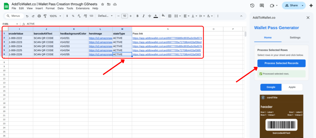 SpreadSheets add on Step 5