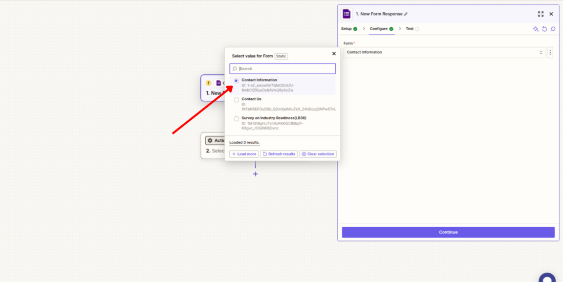 google form to pass link email zapier 2