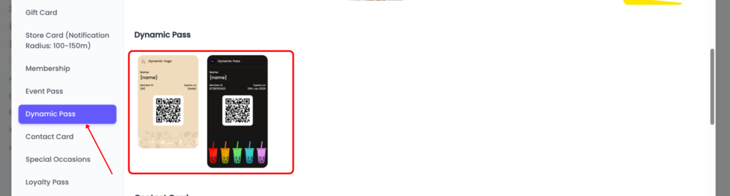 Create and Scan Dynamic Passes step 1