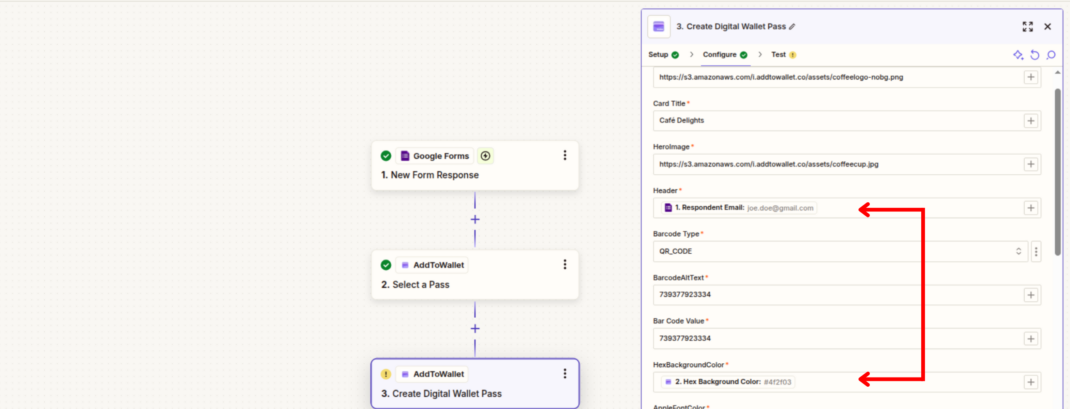google form to pass link email zapier 4
