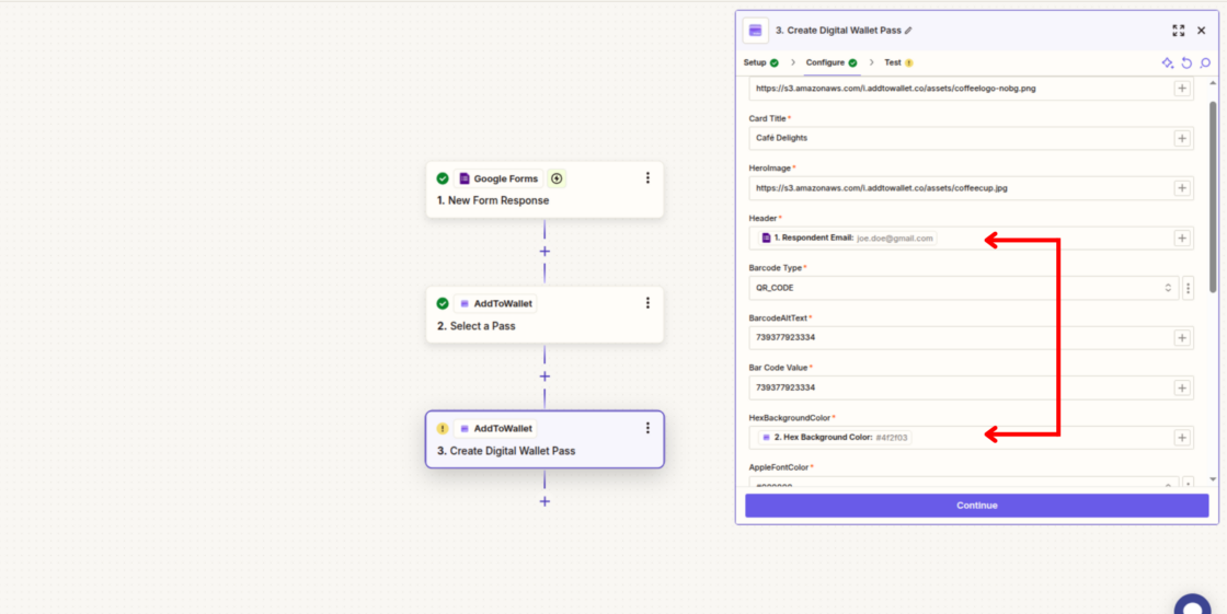 google form to pass link email zapier 4