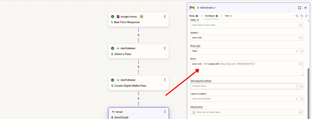 google form to pass link email zapier 5