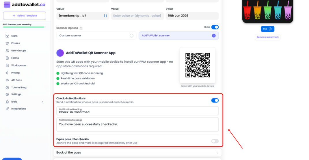 Create and Scan Dynamic Passes step 3